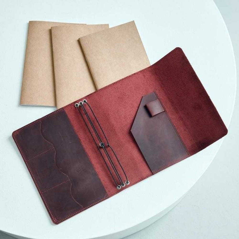 Vintage Leather Journal Notebook - สมุดโน้ตหนังแบบเติมไส้ได้ ออแกไนเซอร์อเนกประสงค์ พกพาสะดวก ปกสมุดวินเทจ ขนาด A5