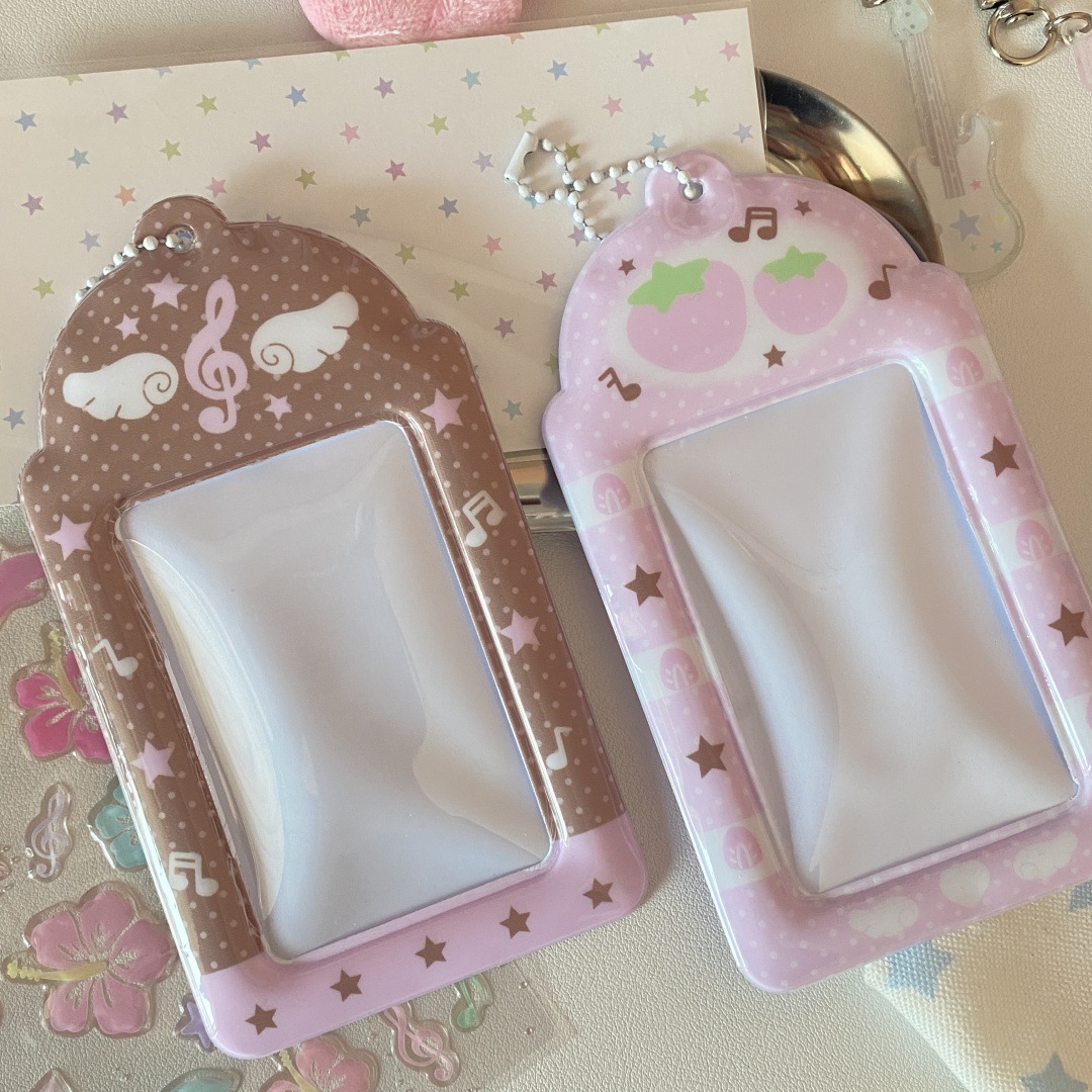 Blank Sheet Music Notebook - ที่ใส่บัตรรูปทรงปีกสตรอว์เบอร์รี่ PVC ขนาด 3 นิ้ว สำหรับนักเรียน