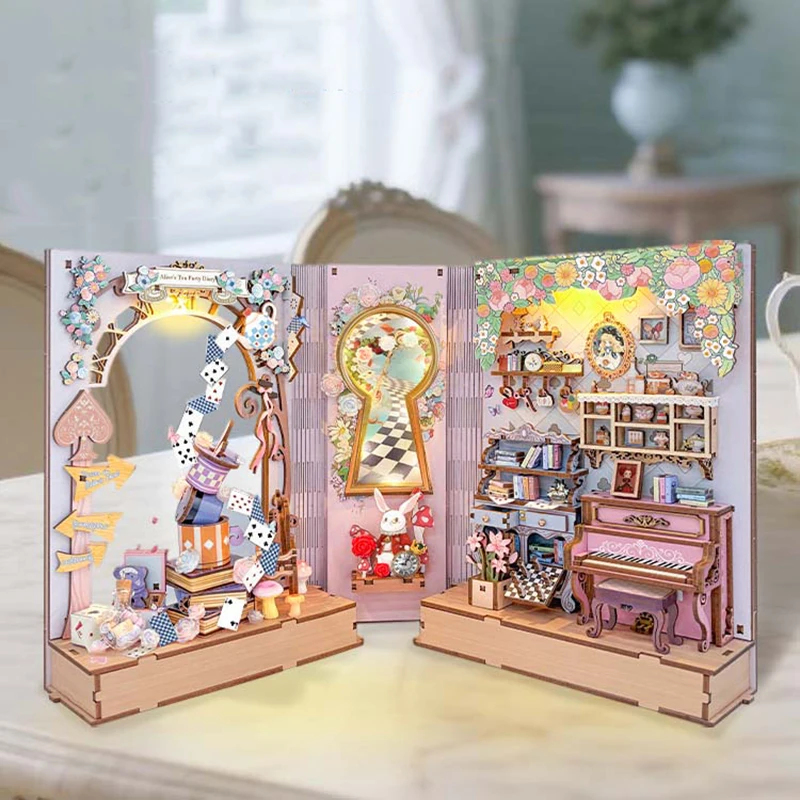 ชุดโมเดลจิ๋ว DIY ชุดตกแต่งชั้น - Diy Wooden Book Nook Kit Shelf Insert บทวิจารณ์และราคา